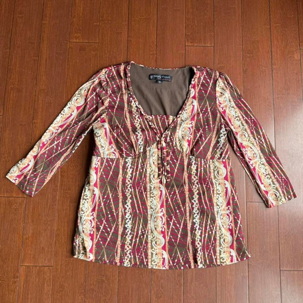 Red and Brown Boho‎ Y2K Style Top